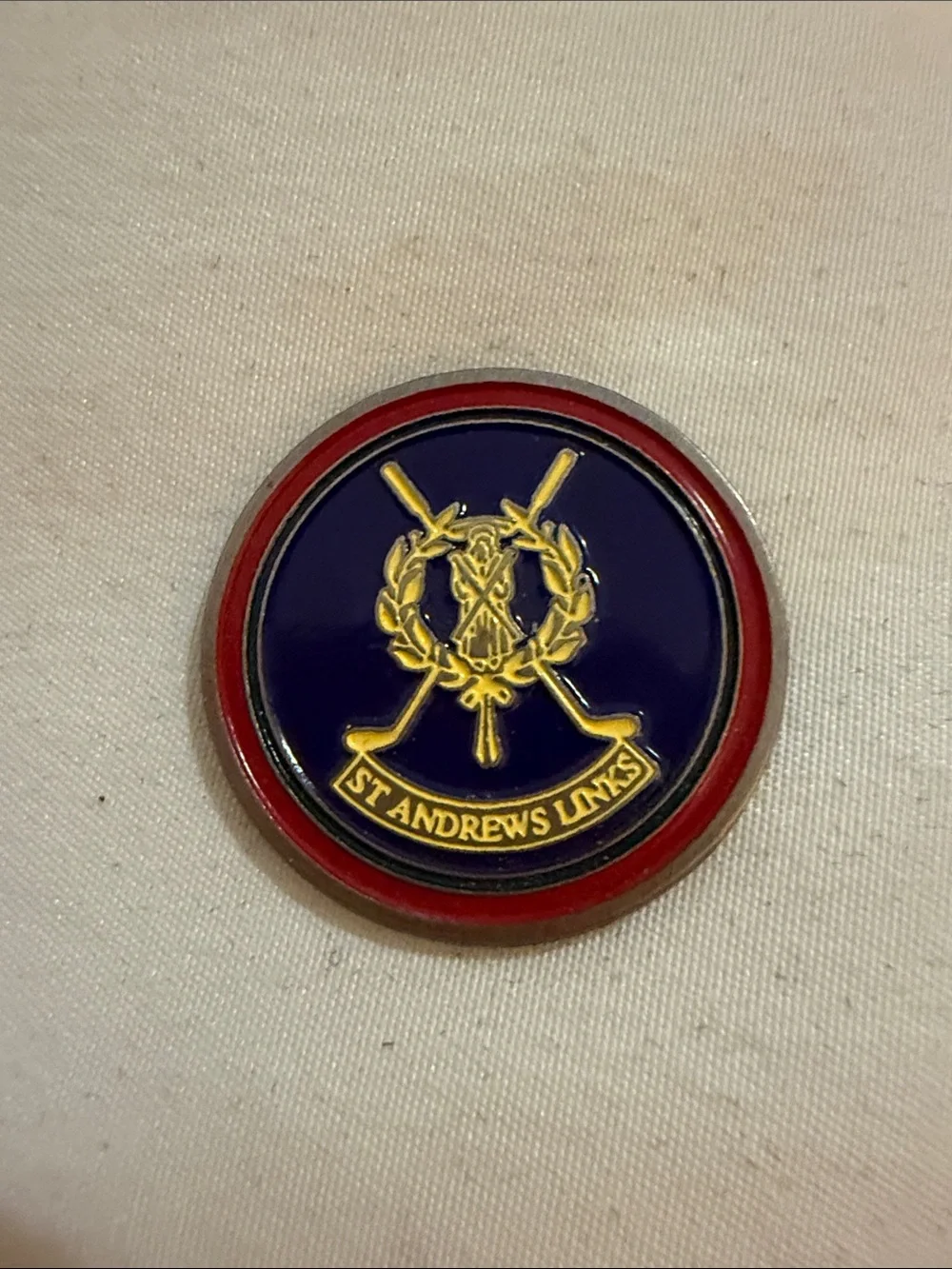 St Andrews Enamel Golf Marker - Navy and Red